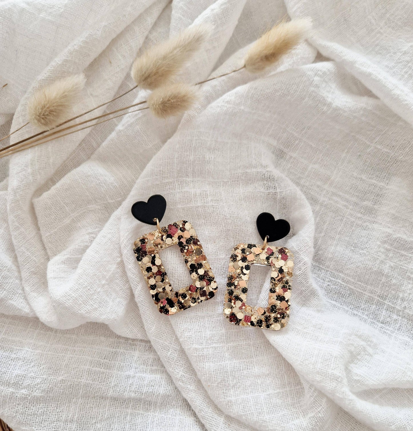 Boucles d'oreilles Suzette Black and Gold