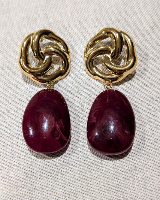 Boucles d'oreilles Olya bordeaux