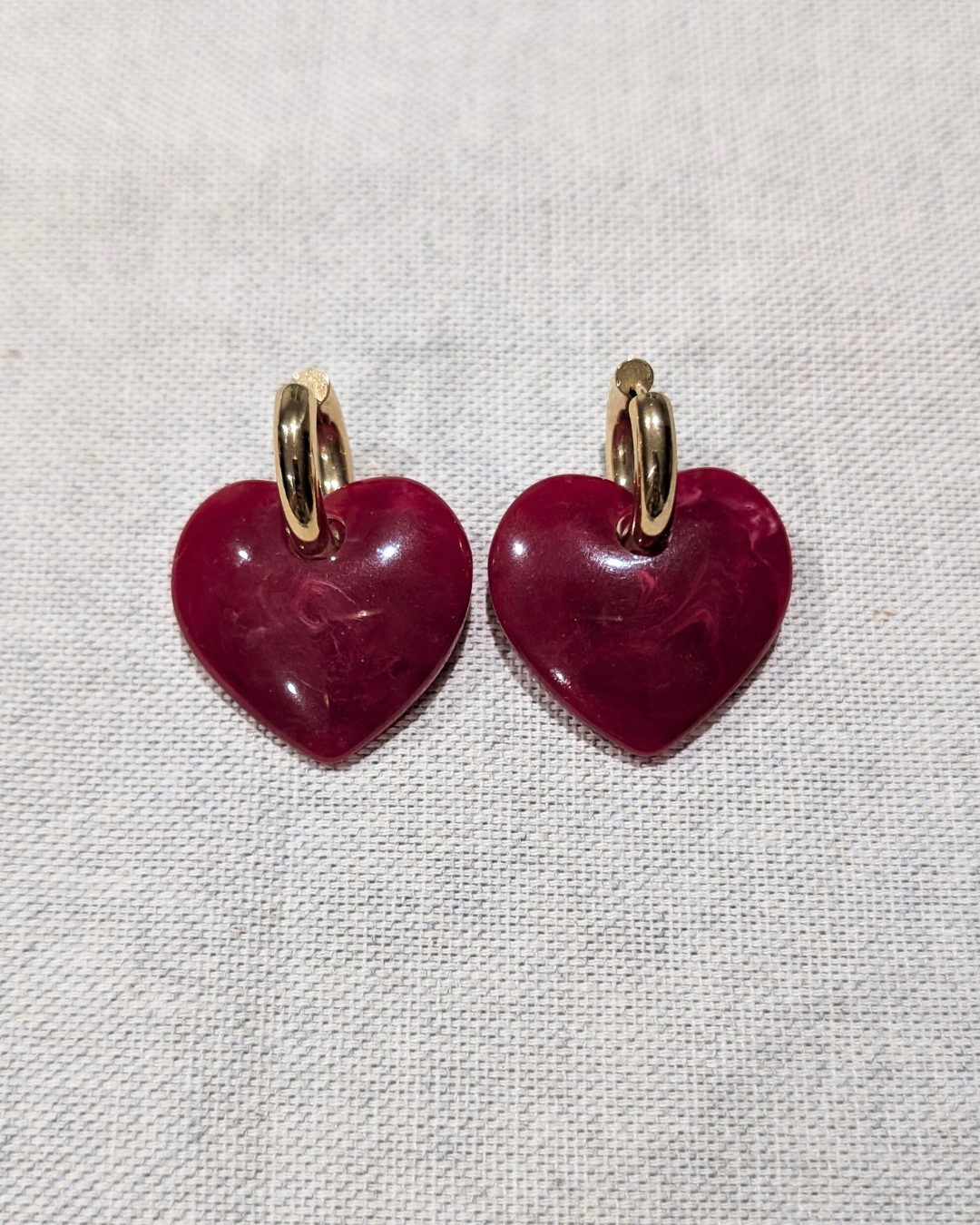 Boucles d'oreilles coeur rouge