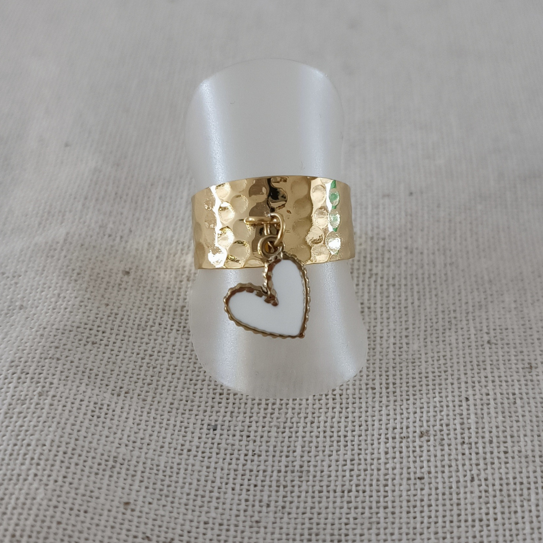 Bague pampille coeur blanc